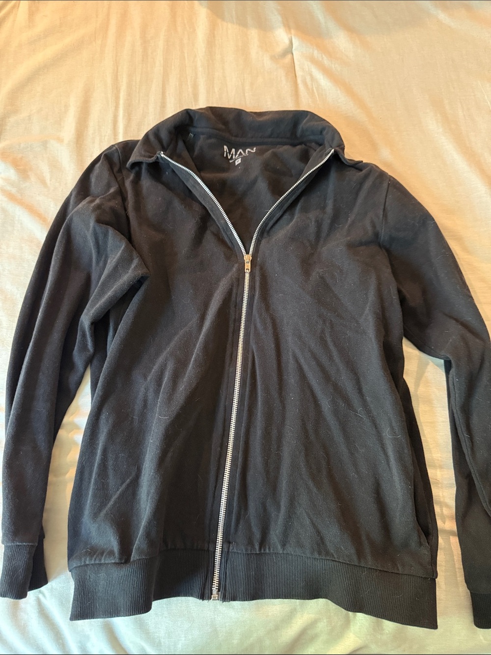 Boohoo Mens Black Lightweight Zip-Up Shirt Jacket